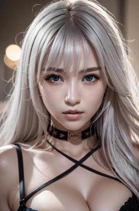 top-quality、8K masterpiece、超A high resolution、(Photorealsitic:1.3)、RAW photo、1 rapariga、silvery white hair、glowy skin、1 Cyberpunk Super Sailor、((Super realistic details))、porate、globalillumination、black shadows、octan render、8K、ultrasharp、beauty breast、Raw ...