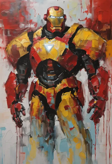 a ironman in cybernetic armor, ultra detalhado, cor vermelho . ::n_ desenho, Imperfection, baixa qualidade, boneco, jogo, anime, assinatura