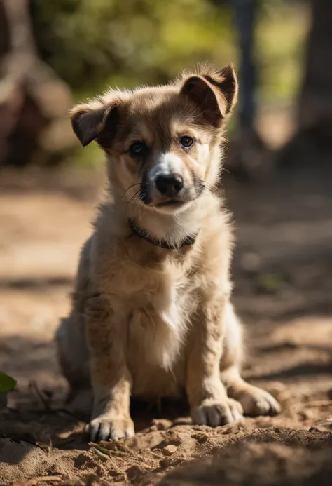 uma fotografia com uma lente de 50mm de um livro para colorir com animais fofos, lembrando o estilo de Annie Leibovitz. Natural setting with puppies playing, tons neutros e naturais, captivating expressions -- neutral color temperature, soft natural lighti...