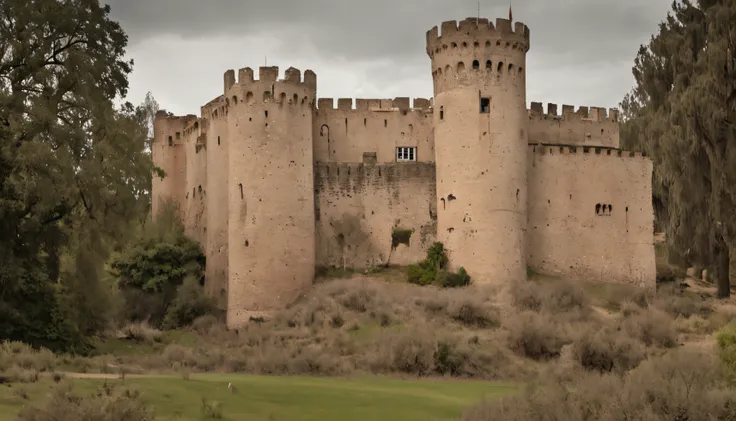 CASTILLO BORROSO EN EL FONDO DE LA IMAGEN TIEMPO MEDIEBAL