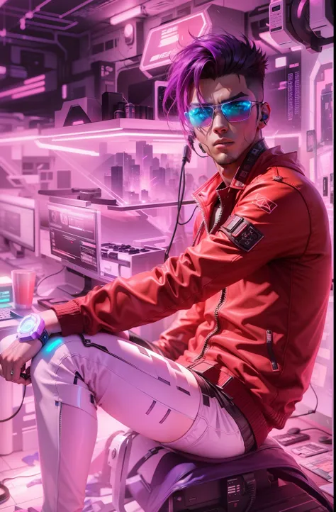 Change background cyberpunk handsome boy, gaming style