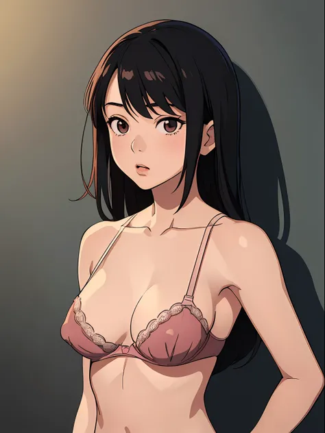 simple background、(​masterpiece、top-quality:1.2)、((facing front:1.2))、With bangs、Young woman at 17 years old、((The upper part of the body:1.2))、Promotional Art、offcial art、(show breast)、(Exposing breasts)、(Expose nipple)、Attach underwear、bra very、pantiy、ti...