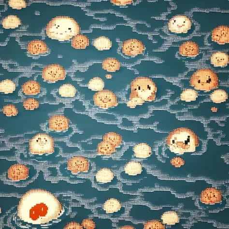 Create an oval-shaped 2D background for pixelated water-type Pokémon