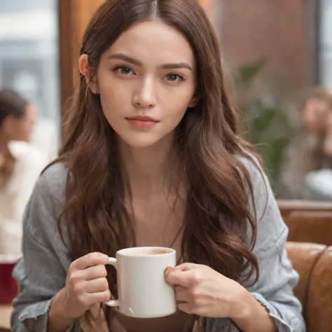 A group of friends gather in a cozy coffee shop. They are in an environment lit by natural light filtered through the curtains. They talk animatedly, each person has a unique style, reflected in their clothes and accessories. 

The decor of the cafeteria i...