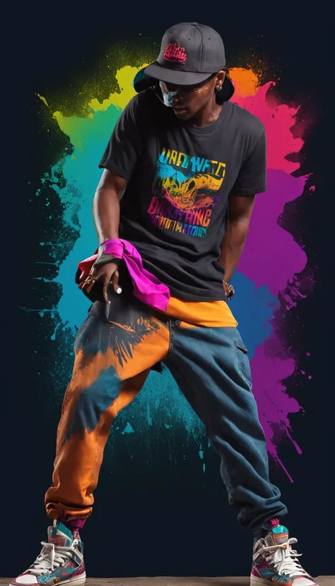 vector t-shirt art ready for print colorful graffiti illustration of a silhouette of a skater, full body, action shot, vibrant color, high detail