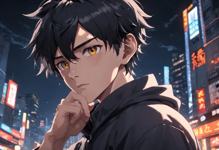 Best-aesthetic, 超高分辨率, distinct, Ultra detailed, Best quality, High quality, hyper qualit, 16k, High details, high resolution, Detailed, Masterpiece, Beautiful, Detailed skin, full bodyesbian, Sexy, （1boy）, Black hair, Short hair, Yellow eyes, Cat ears, （C...