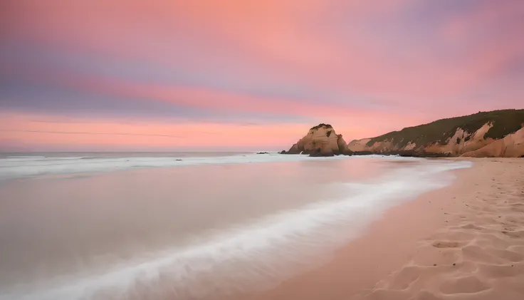 Prompt:
"Caro SeaArt, por favor, Create an artistic representation of a seascape at sunset. The scene depicts a sandy beach with calm waters and a sky painted in soft shades of orange, rosa e roxo. The sun is sinking into the horizon, casting a soft golden...