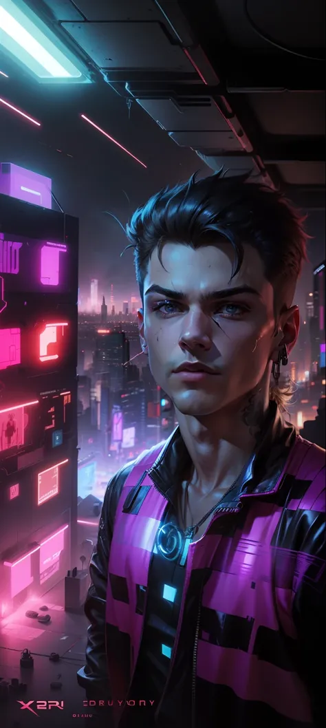 Change Backround Cyberpunk handsomeboy. realisti face 4k