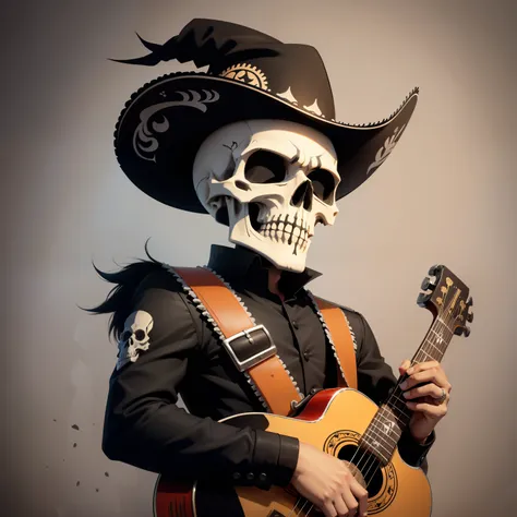 Mariachi skull, graffite, Cartoon style