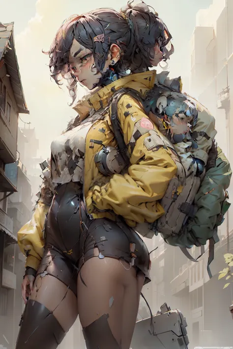 tan skin anime girl with flowers in her hair and a yellow shirt, krenz cushart and artgerm, guweiz, by Krenz Cushart, krenzcushart, artgerm and atey ghailan, cushart krenz key art feminine, guweiz on pixiv artstation, guweiz on artstation pixiv