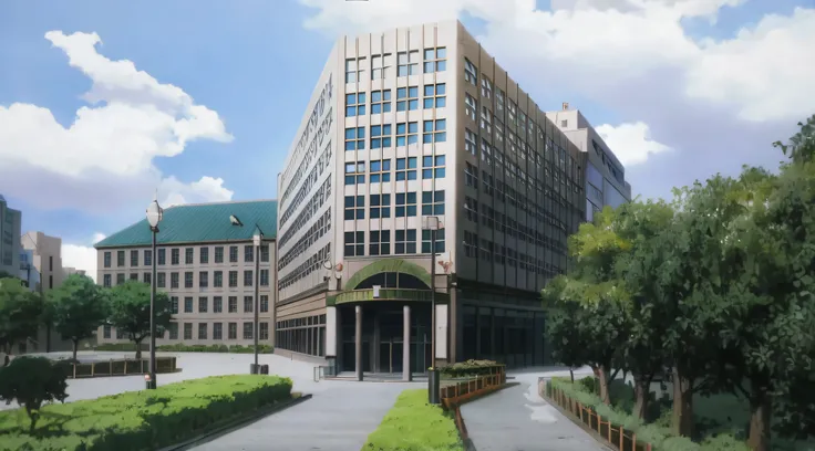 anime picture of a building with a clock on the top of it, style of madhouse studio anime, kyoto animation studio, japanese high school, anime style cityscape, kyoto animation still, style of madhouse anime, kyoto animation productions, screenshot from a 2...