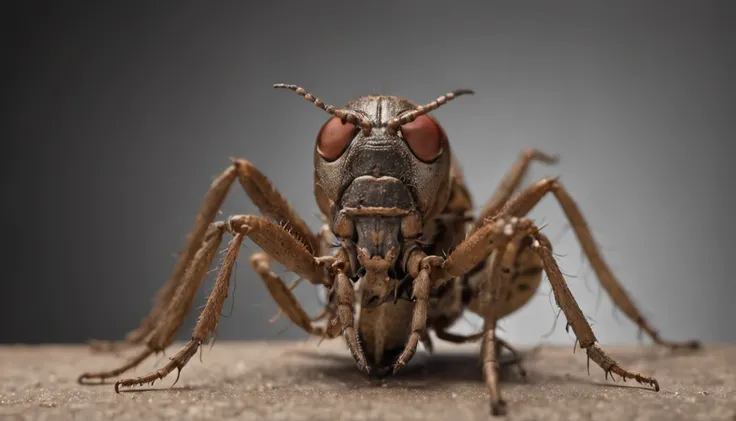 "Grotesque fusion of man and insect, Gregor Samsa, dead in his squalid room, his human family laughing at the situation."