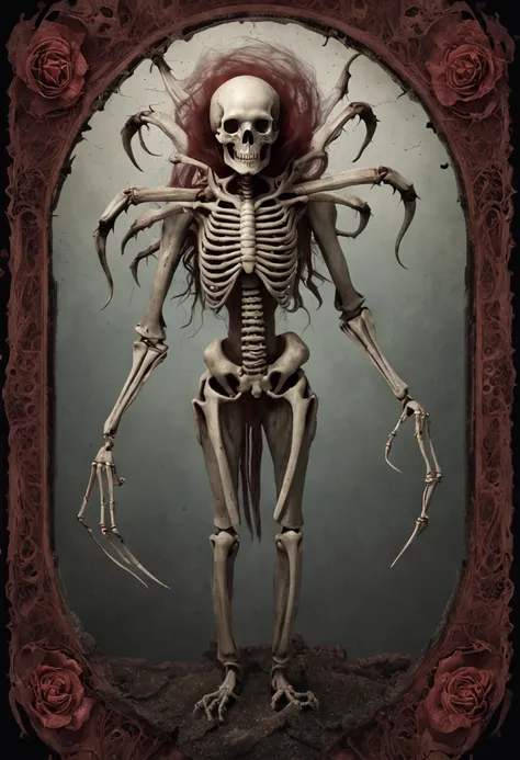 A captivating and haunting depiction of the Scorpio zodiac sign in a macabre and artistically inspired tarot card illustration