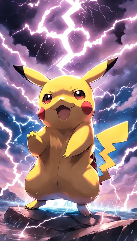 Make Pikachu with lightning backgrounds