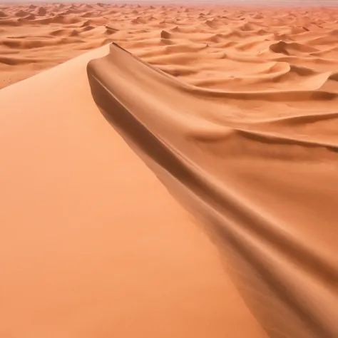 Aerial view of the sand crest of the vast desert with no end in sight、look down from above、Highly detailed background，Realistic，ultra-detailliert，super detailed skin，light glow，Film grain，Expro II，Lens Flare，Sharpen，cinematic shadow