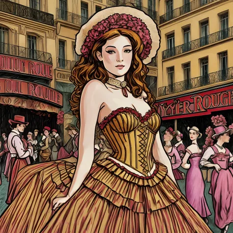 the women of the Moulin Rouge in the style of Lautrec, hyper realistic, not showing hands --auto --s2