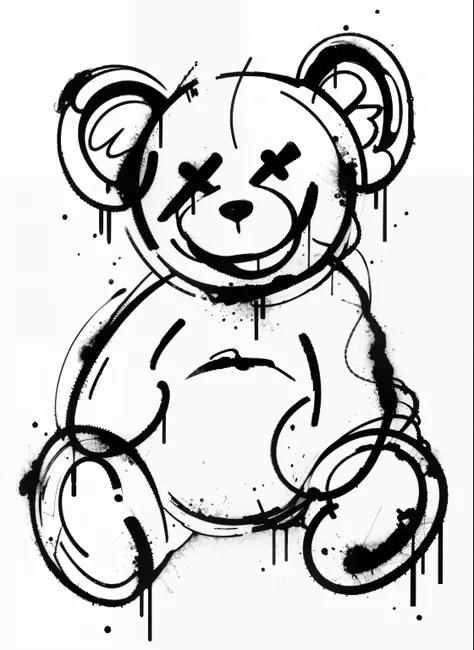 teddy bear line art street wear