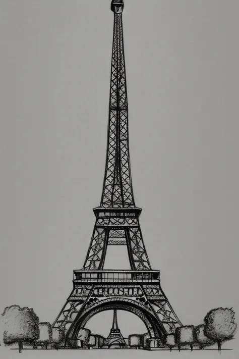 pencil sketch of the eiffel tower