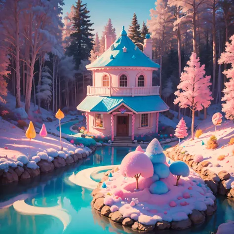 masterpiece,first person view,(a little candy house),(a candy land style house), cotton candy trees, everything is made of candy, cotton candy, candy land,made of candy, made of candy and lollipops , sculpted in candy, candy forest, candy coated, Raw photo...