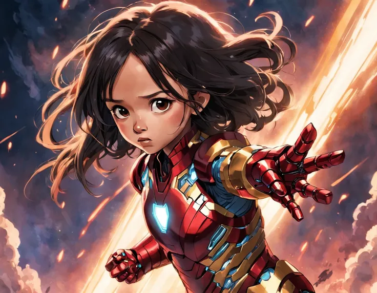 20 year old Jenna Ortega as Iron Man, aggressive, intense::80 futuristic::20