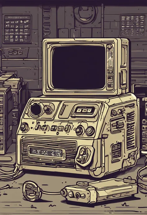 a fallout pip boy console for a videogame in pixel art style