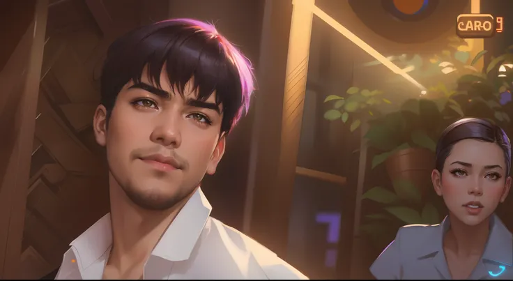 There is a man and a woman standing in a room, Obras de arte al estilo de Guweiz, Ross Tran e Ilya Kuvshinov, Ross Tran y Bayard Wu, Nick Silva e Ilya Kuvshinov, Estilo Ross Tran, 8K Artgerm Bokeh, Guweiz, Al estilo de Ross Tran, Retrato de RossDraw