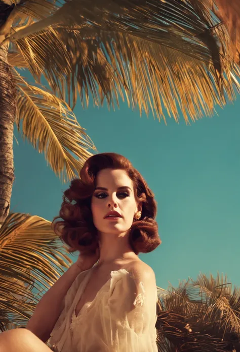 (lana del rey, music icon, vintage vibes, dreamy atmosphere, melancholic mood, retro aesthetic)