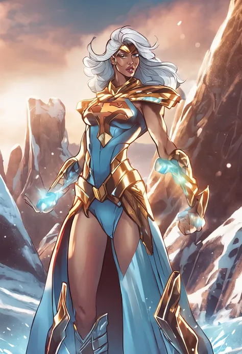 super ice powers, super hero, female teenager,  de cima, ((melhor qualidade)), ((masutepiece)), (detalhes) ice beam, sexy outfit