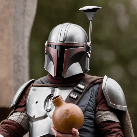 mandalorian segurando kettlebell