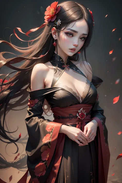 ((High resolution)), (Open Mouth), (Bust), (Top Quality), ((Super Fine)) (Super Fine CG)), ((8k_wallpaper)), Dynamic Angle, Floating, (Eyes with Beautiful Details), Very Delicate and Beautiful Girl, Upper Body, Ink Painting, (Chinese Style), Dark Eyes, Bur...