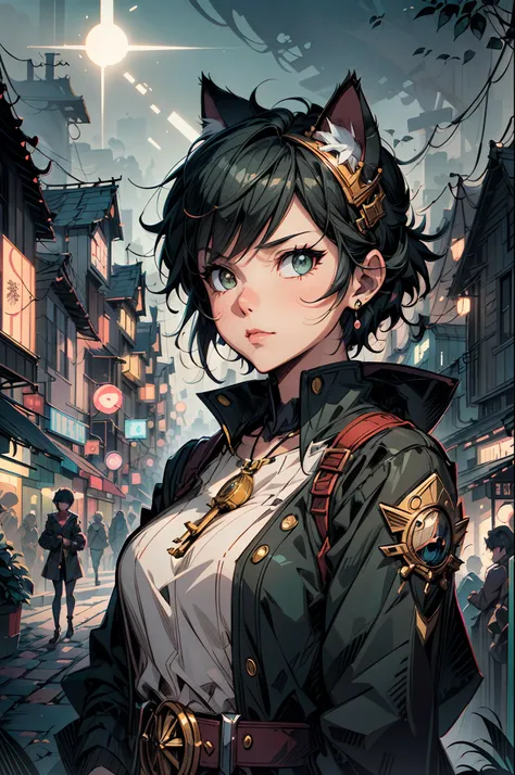 BREAK Cat wearing a gold crown fantastically detailed shining eyes modern anime style art cute vibrant detailed ears cat portrait shinkai makoto Studio ghibli studio key hideaki anno Sakimichan Stanley Artgerm Lau Rossdraws James Jean Marc Simonetti elegan...