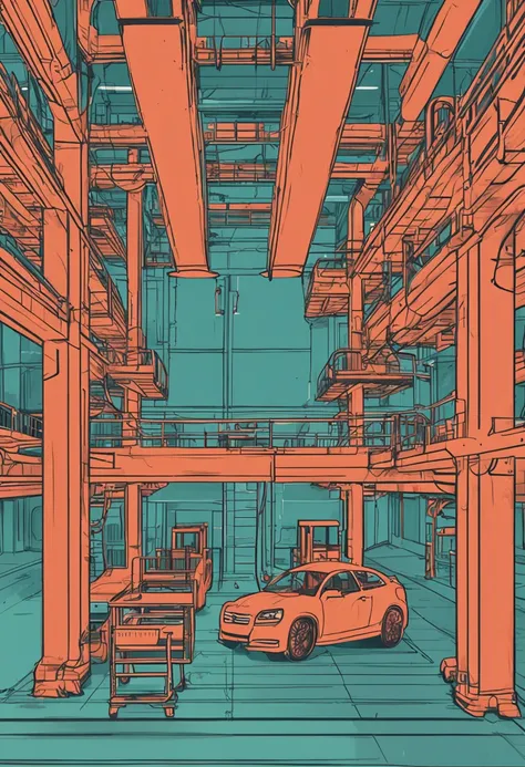 Draw a floor plan of a factory，Require a mark length and width