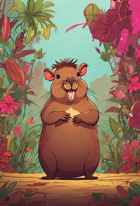 capivara; Charismatic; Felpudo; Feliz; gordo, 8K, super detail, ccurate, best quality