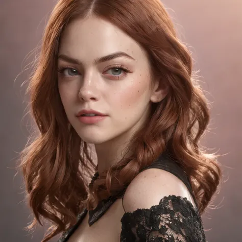 emma stone (obra-prima), (melhor qualidade: 1.0), (ultra high-resolution: 1.0), illustration detailed, 8k, 1girl, menina vestida com camiseta do Batman, rosto detalhado, rosto perfeito, olhos detalhados, olhos verdes, brilho dos olhos, cabelo detalhado, ca...