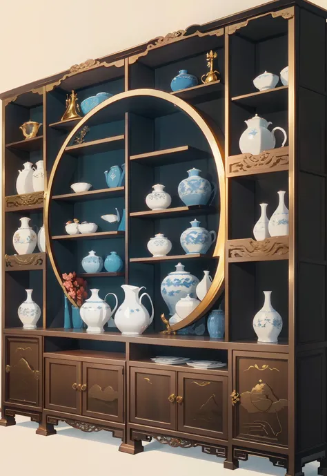 There is a large wooden cabinet，There is a mirror on it, rendered in 3 dsmax, raytraced 3d set design, Rendered in V-Ray, Render in Vray, vray rendered, highly detailed render, very detailed render, high poly vray render, rendering in Unreal Engine 6, in s...