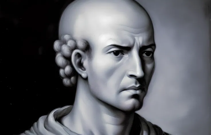 arafed portrait of a man with a bald head and a necklace, ashoka tano, christian saint rosace, by Romano Vio, inspired by Jacopo de Barbari, by Giorgio De Vincenzi, portrait of merlin, portrait of bald, filippo brunelleschi, portrait gracious saint, inspir...