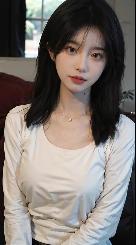 best qualtiy， 超高分辨率， （realisticlying：1.4），Baoyu Girl，1girll, with long coiled hair，Looking into the distance，nedium breasts：1.4，Cropped red sweater，a sense of atmosphere，Beautiful woman with a slim figure:1.4, Abs:1.4,,Ultra-fine face，Elaborate Eyes，二重まぶた，...