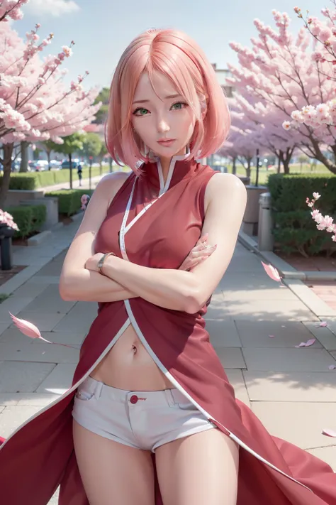 a close up of a person with long hair and a hoodie, sakura haruno, sakura haruno from naruto, from naruto, as an anime character, perfect anime face, she has pink hair with bangs, female anime character, anime character, anime best girl, hime cut hairstyle...