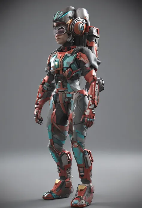 A set of CG character examples，Hard surface models are made using MAYA，High-mold details are engraved with ZBrush，Substance Painter makes materials，Mari projects color and pore texture，Substance Designer to create embroidery effects，Xgen makes hair，The arn...