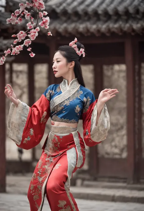 （wide angles，Ultra HD details，Masterpiece, hyper HD, Super detail, High details, Best quality, A high resolution, A high resolution, Award-Awarded, Award-Awarded, Anatomically correct, 8K，），（Chinese Song dynasty beauties danced in pants），（anatomy correct，T...