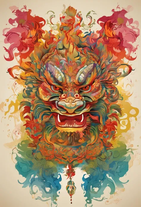 (China - chic Chinese dragon, Anatomically correct，Oriental elements),（China - chic illustration:1.5, Vector painting:1.5),(Chinese colors, senior color matching,Gradient background,White background),(Very detailed, reasonable design, Clear lines, High sha...