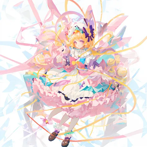 Anime girl with hat and dress holding a bunch of candy, y 2 k cutecore clowncore, portrait of magical girl, sparkling magical girl, portrait of magical lolita girl, magical little girl, angelic pretty, decora inspired illustrations, Loli, style of magical ...