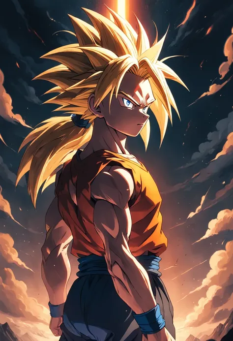 super saiyan 4，Red tail，Positive posture，black color hair，long whitr hair