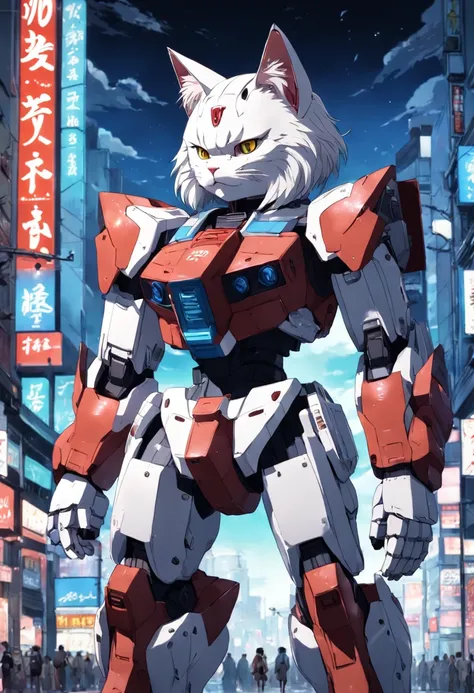 Full body shot. not safe for work, Gundam cat full body realistic, Highly detailed, Full body shot.