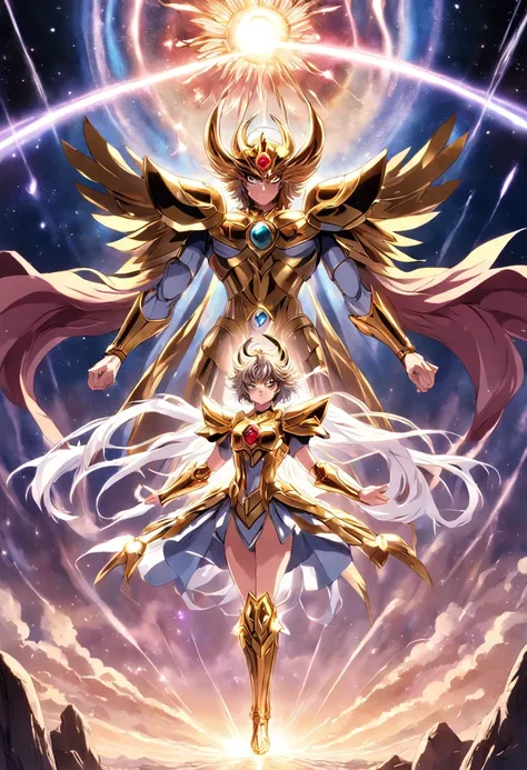 Saint Seiyas cosmic war that he sacrificed to protect Athena，The light shines，Stirring。