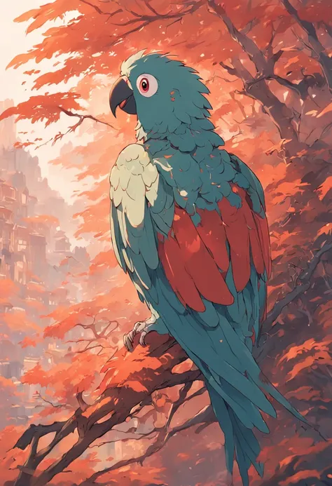 Parrot Studio Ghibli painting style