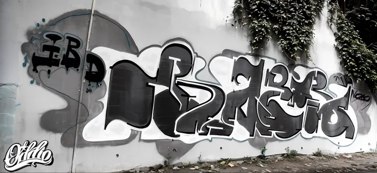 graffiti on a wall with a man on a skateboard in front of it, medium [ graffiti ], medium [ graffiti, wildstyle, graffiti wildstyle, hard edges! graffiti, graffiti writing, graffiti concrete, black graffiti, in graffiti style, graffiti letters, graffiti st...