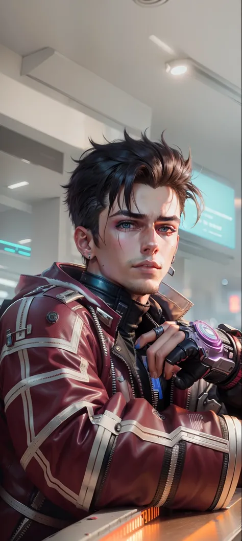 Cyberpunk handsome boy change background 4k ultra realistic