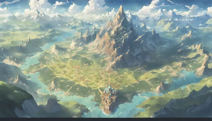 The continent is divided into five，game map, Hyrule, Ancient Fantasy Regional Map, Highly detailed map,Detailed Map, Height Map，world map、Isekai Map、Map of the Kingdom、Otherworldly Adventure、mountains and rivers、K HD、meticulous、Ground View、Spread up，pixel ...