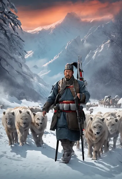 In the mountains of cold winter，Zhuge Liang led the army to take the AK47 Northern Expedition